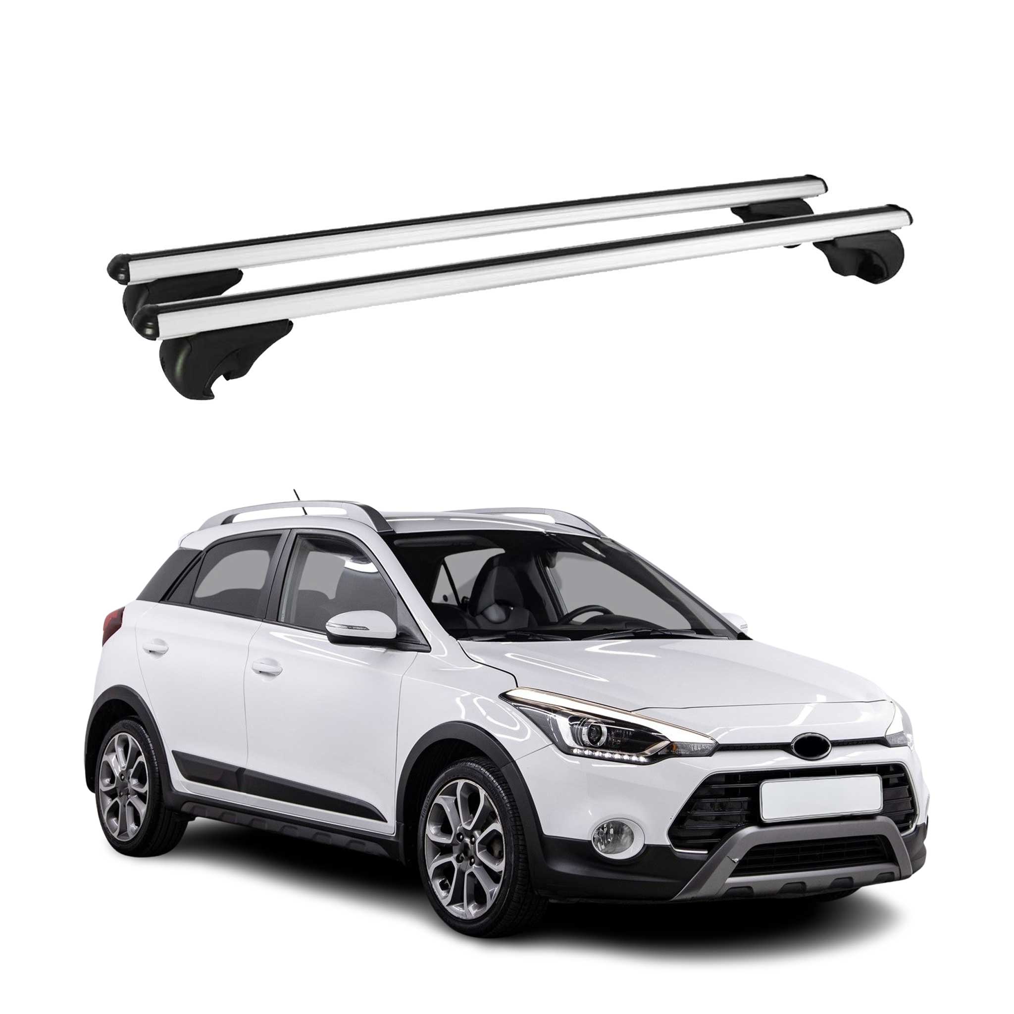 Dachträger Grundtäger für Hyundai i20 2014-2020 75kg Aluminium Silber 2 tlg