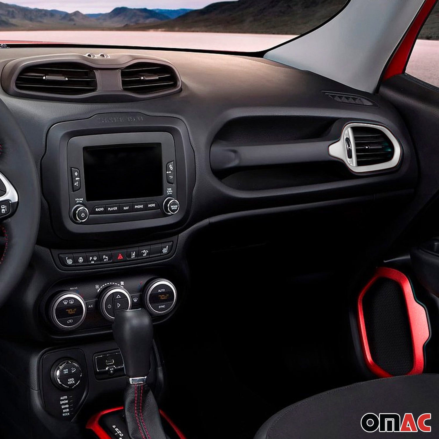 Lüftungs Rahmen Lüftungsrahmen für Jeep Renegade 2014-2024 Chrom ABS Silber 2tlg