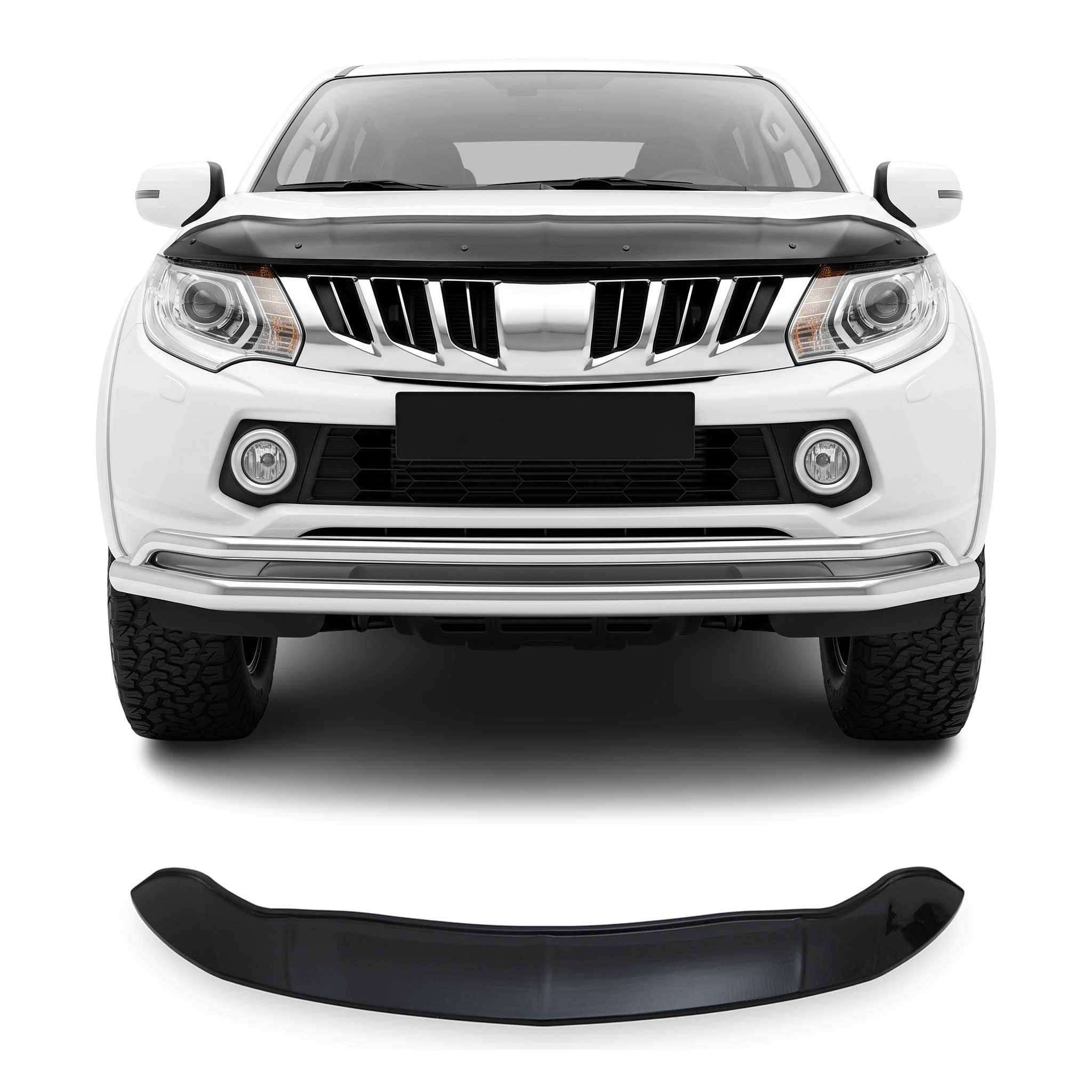Motorhaube Deflektor Insektenschutz für Mitsubishi L200 2015-2020 Dunkel