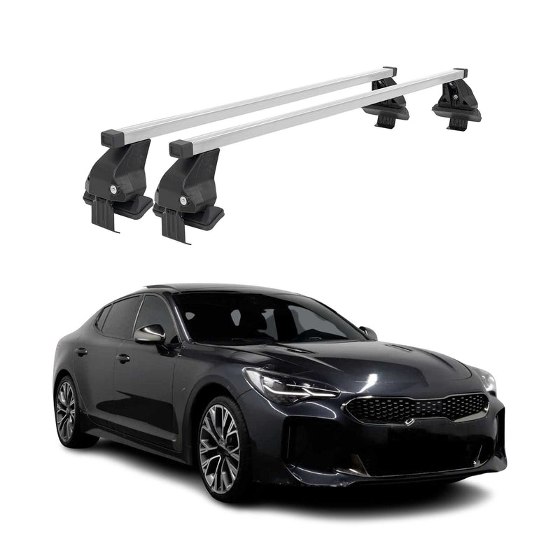 Menabo Dachträger Grundtäger für Kia Stinger 2018-2023 50kg Stahl Silber 2 tlg