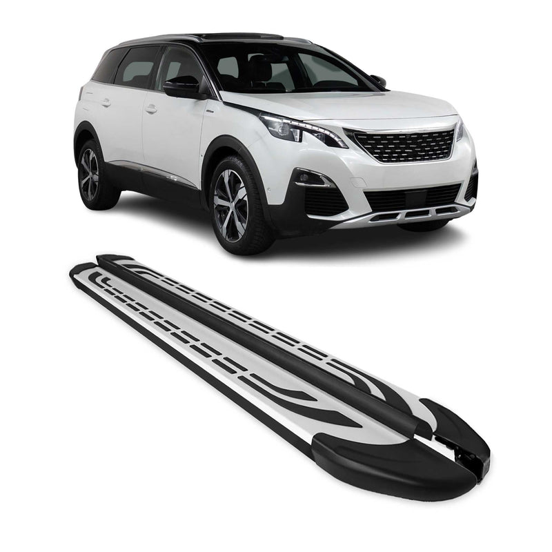 Trittbretter Seitenschweller Seitenbretter für Peugeot 5008 2016-25 Schwarz Alu