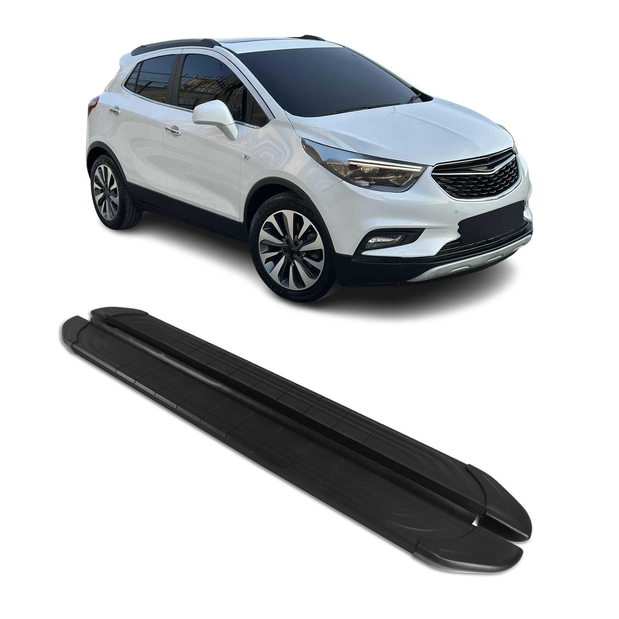 Trittbretter Seitenschweller für Opel Mokka 2012-2019 Aluminium Schwarz 2tlg
