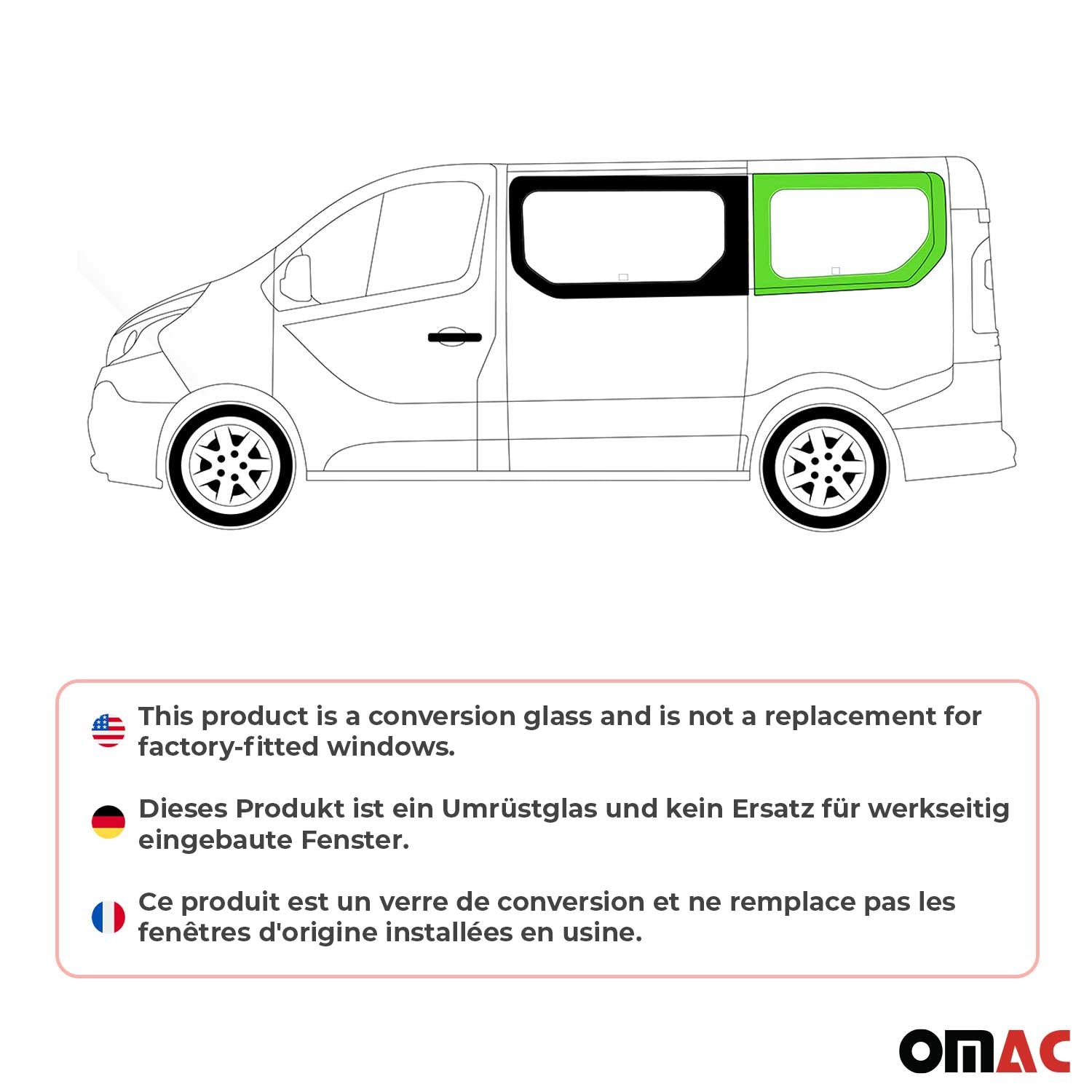 Seitenfenster Auto Fenster für Renault Trafic 2014-2024 Links Auto L1 Schwarz