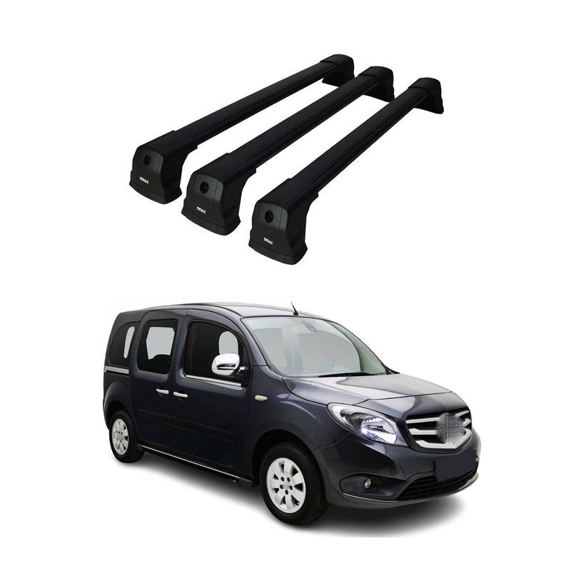 Dachträger Grundtäger für Mercedes Citan W415 2012-2021 75kg Alu Schwarz 3 tlg