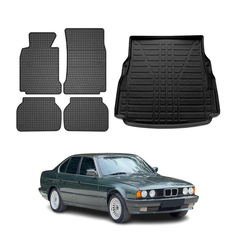 Fußmatten & Kofferraumwanne Set für BMW 5er Stufenheck E39 1995-2003 Gummi 5x