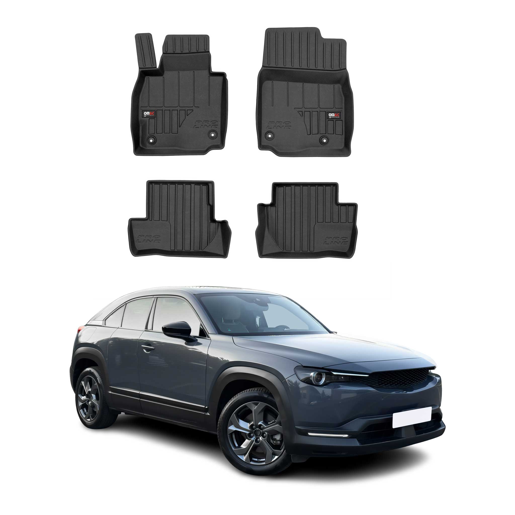 OMAC Gummi Fußmatten für Mazda MX-30 2021-2026 Premium TPE Automatten Schwarz 4x