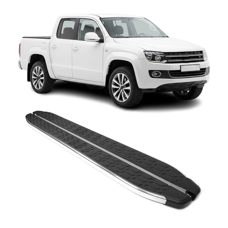 Trittbretter Seitenschweller für VW Amarok DoubleCab 2010-2022 Schwarz Silber