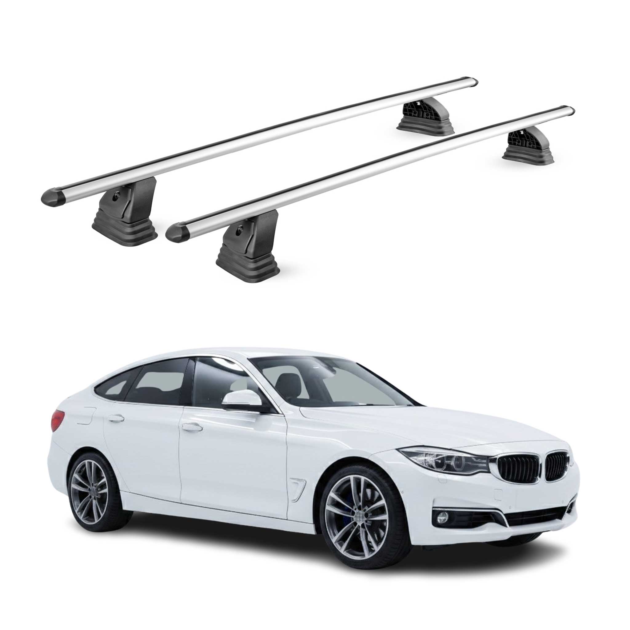 Alu Dachträger für Bmw 3er GT F34 2012-2018 TÜV T-Nut Abschließbar 2tlg Silber