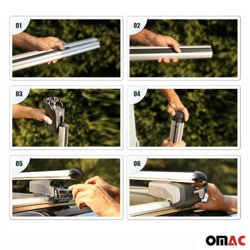 OMAC Universal Dachträger Gepäckträger für Auto 75kg 120cm Aluminium Grau 2x