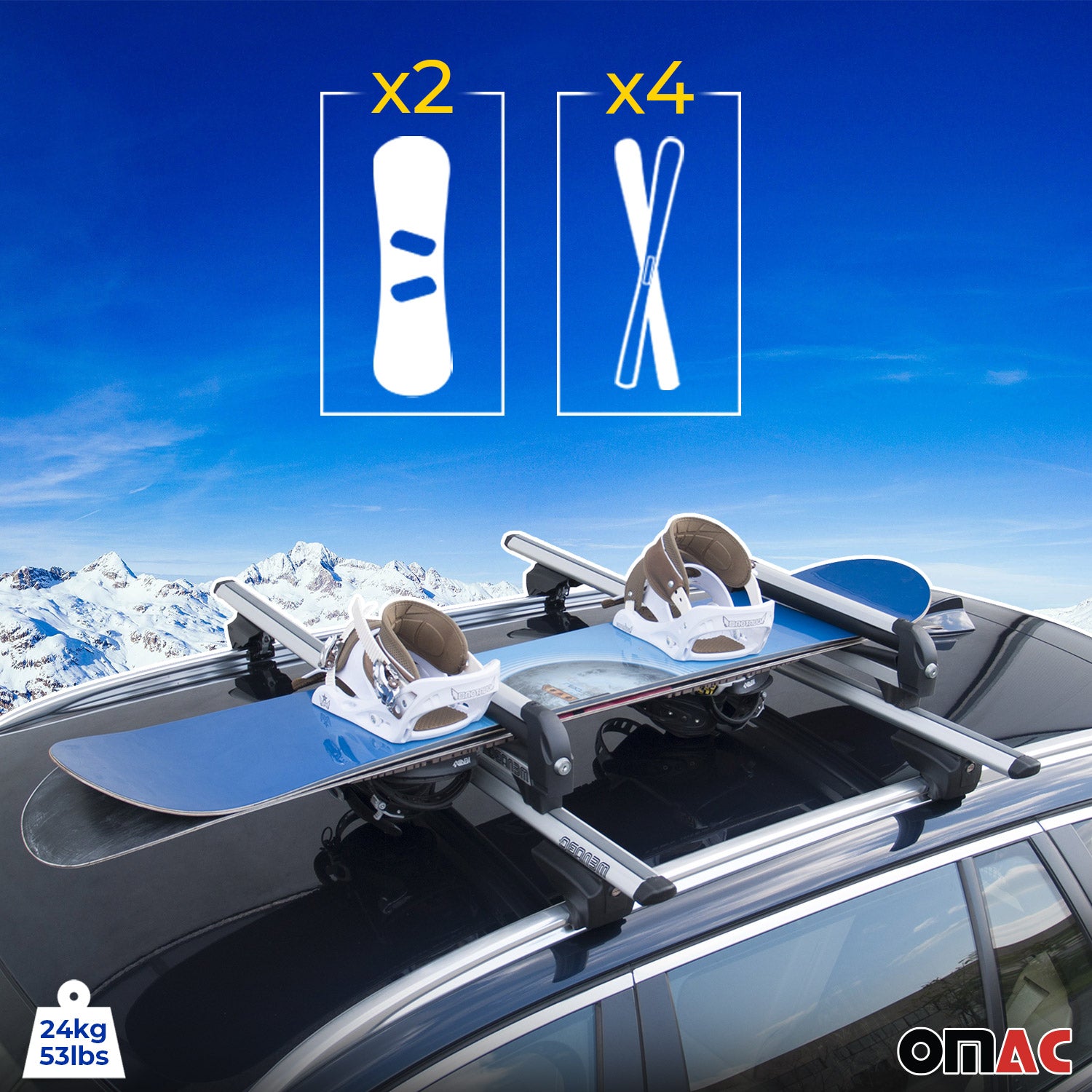 Menabo Skiträger Snowboardträger Universal Abschließbar Schwarz 2x