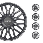 Radkappen Radzierblenden Sparco Roma 15" Zoll Auto Abdeckung Set Grau 4 Stück