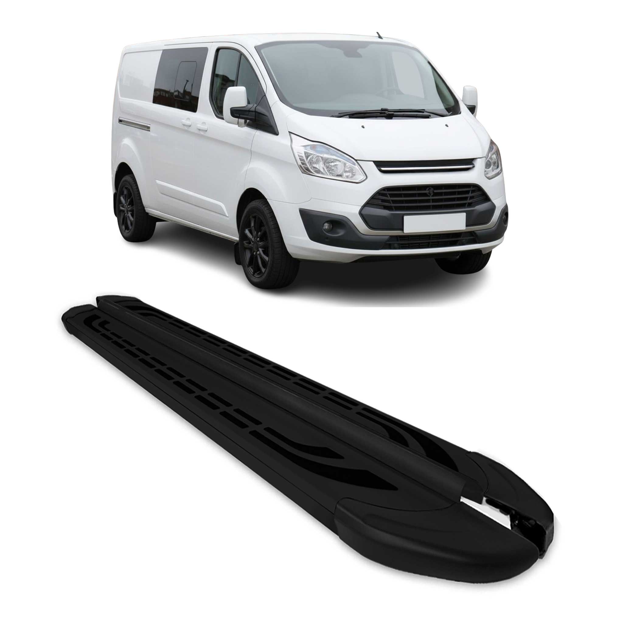 Trittbretter Schweller Seitenbretter für Ford Transit Custom 2012-23 L2 Schwarz