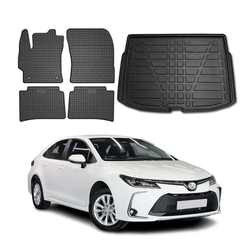 Fußmatten & Kofferraumwanne Set für Toyota Corolla Schrägheck 2019-2025 Gummi 5x