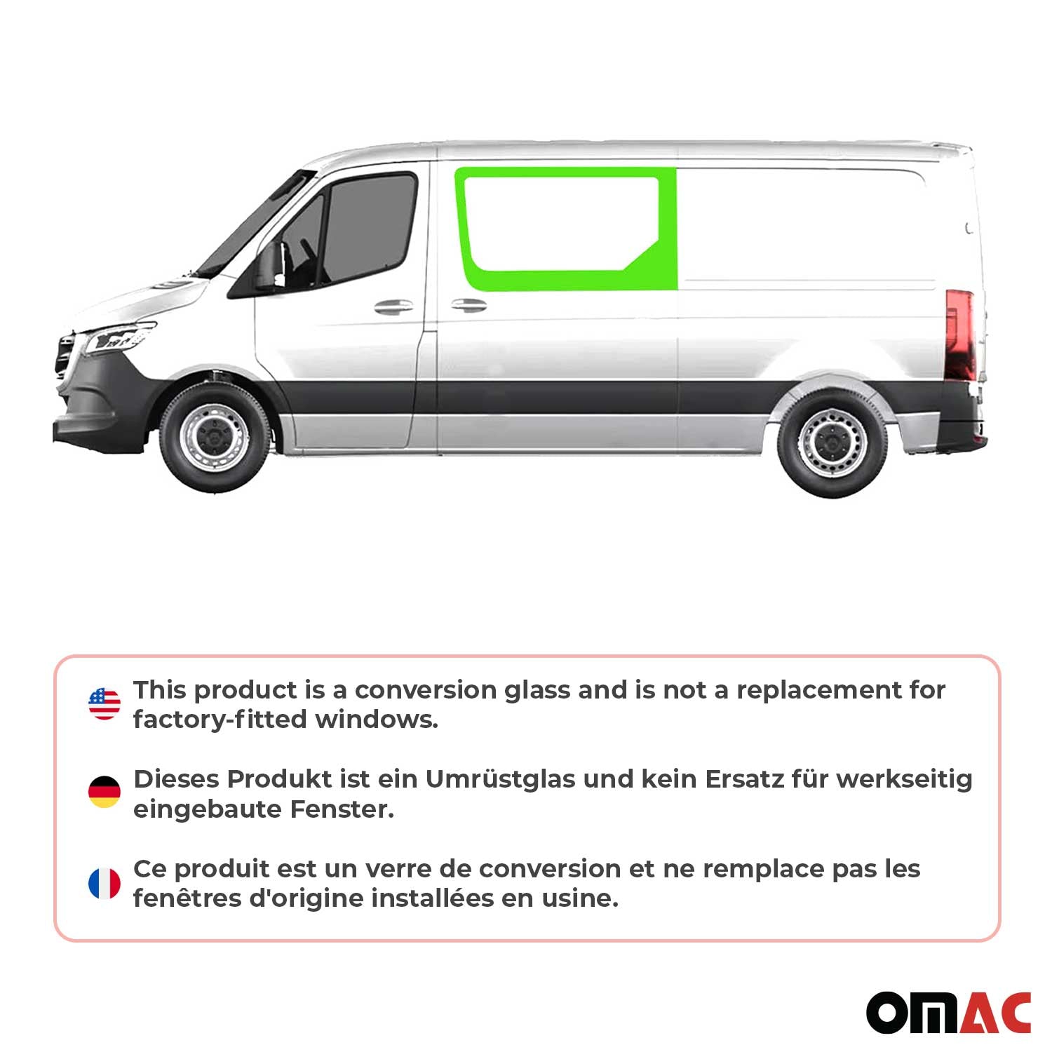 Seitenfenster für Mercedes Sprinter W907 2018-2026 Links Schiebetür L2 L3 L4