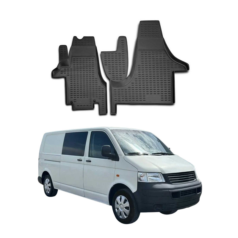 OMAC Gummimatten Fußmatten für VW Transporter T5 2003-2015 TPE Matten Schwarz 2x