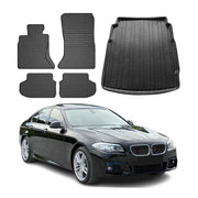Fußmatten & Kofferraumwanne Set für BMW 5er F10 2009-2017 Gummi TPE Schwarz 5x