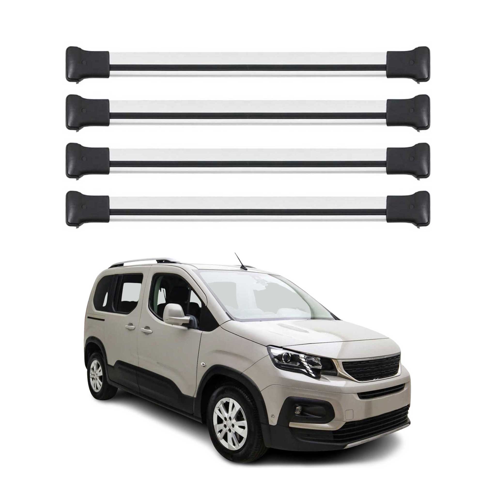 Dachträger Gepäckträger für Peugeot Rifter 2018-2026 Relingträger Alu Silber 4x