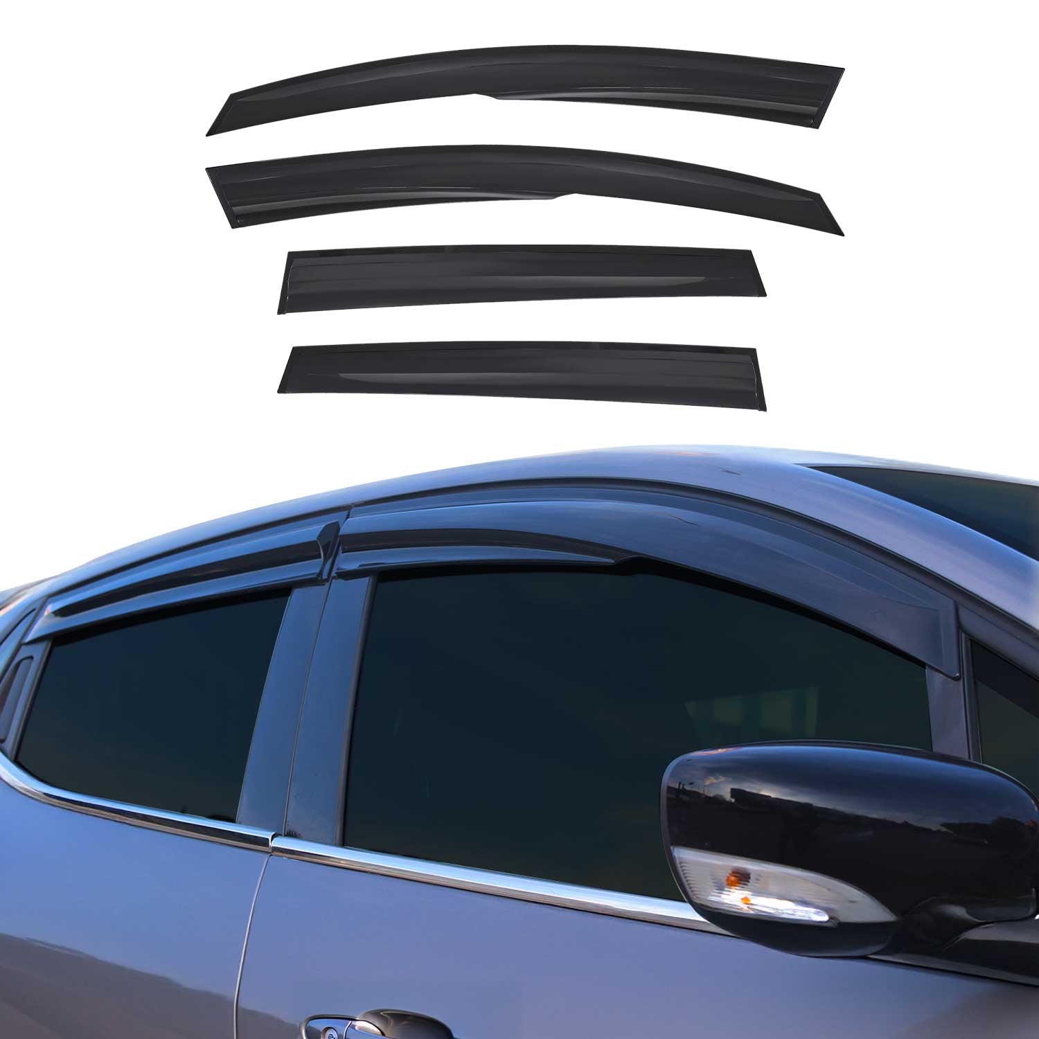 4x Windabweiser Regenabweiser für Renault Clio Schrägheck 2012-2019 Acryl Dunkel