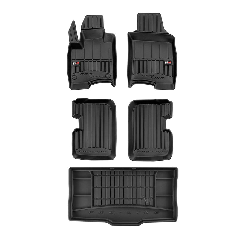 OMAC Fußmatten & Kofferraumwanne Set für Fiat Panda 3 2011-2024 Gummi Schwarz 5x