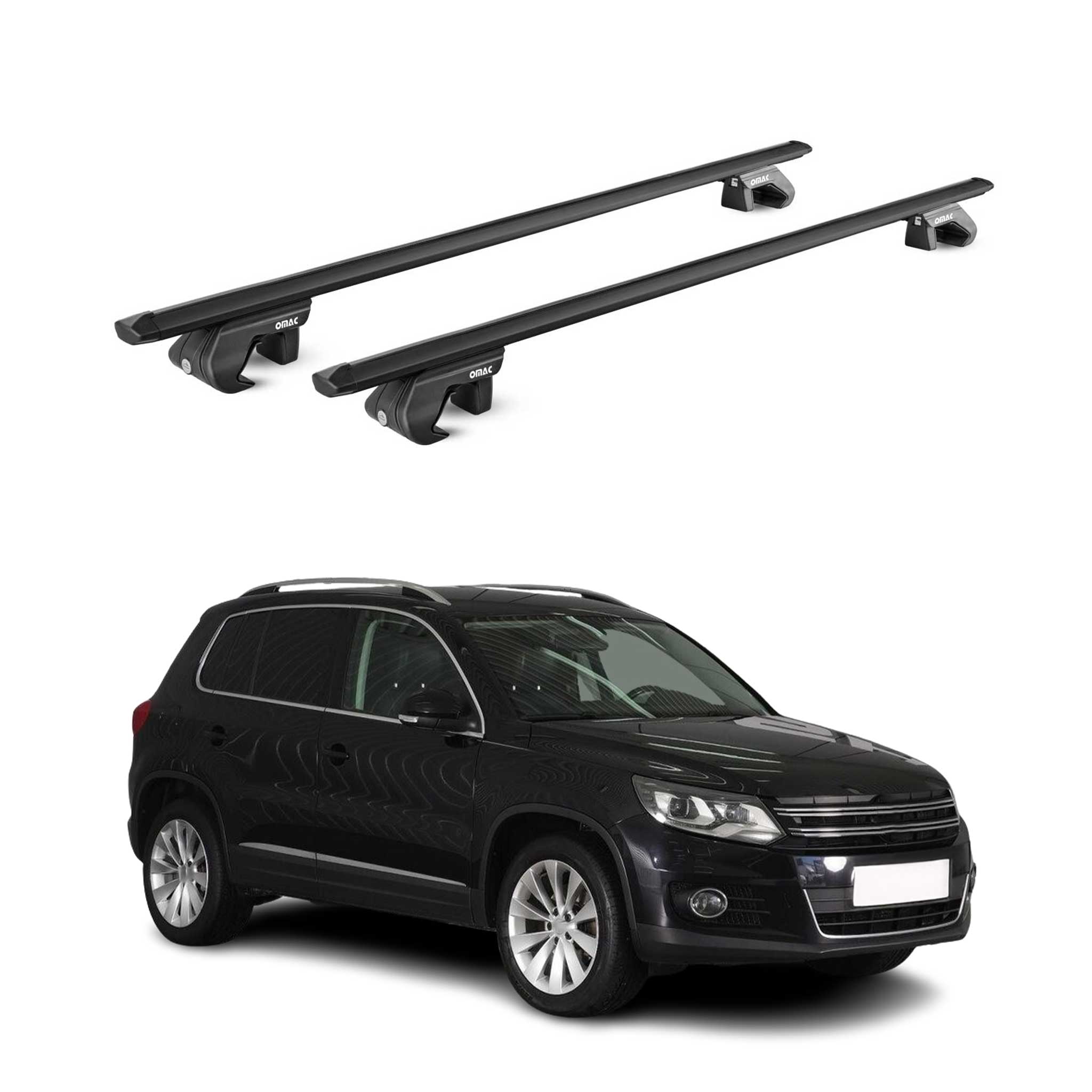 Dachträger Grundtäger für VW Tiguan mk1 2007-2016 90kg Alu Schwarz 2 tlg ABE