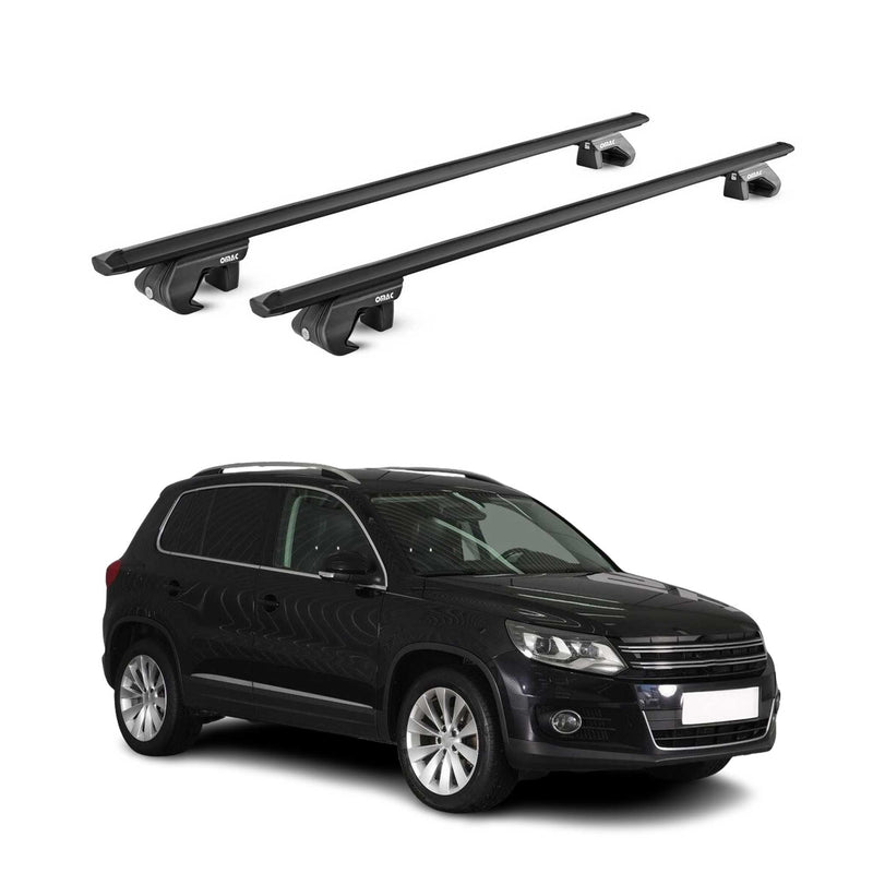 Dachträger Grundtäger für VW Tiguan mk1 2007-2016 90kg Alu Schwarz 2 tlg ABE
