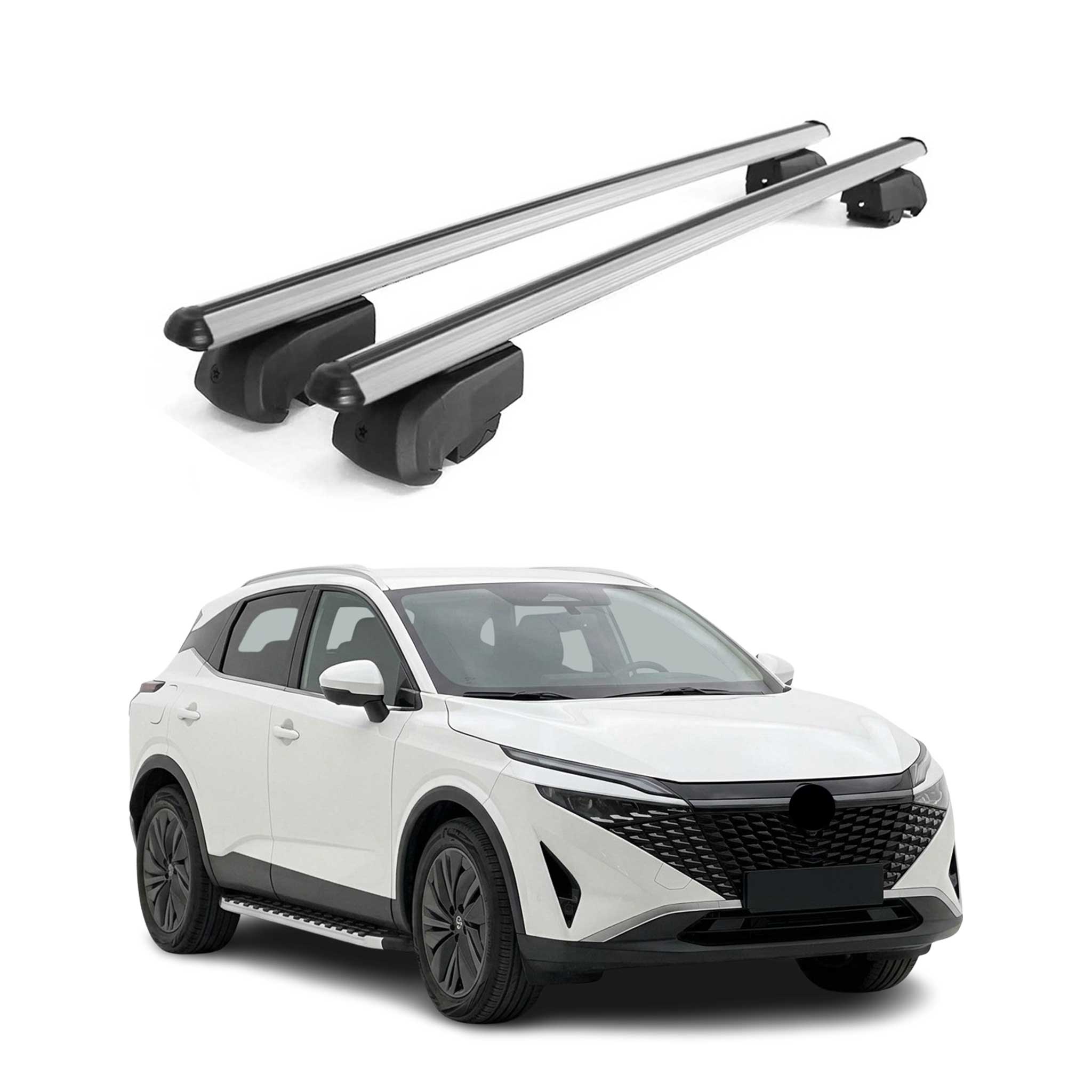 Dachträger Grundträger für Nissan Qashqai J12 2021-2026 Aluminium Silber 2tlg
