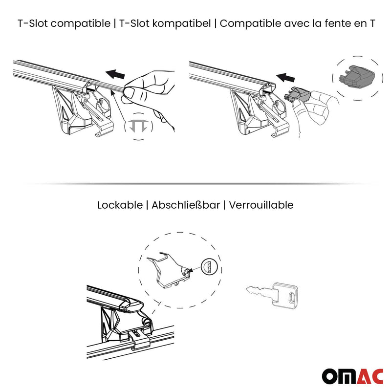 Dachträger Gepäckträger für VW Tiguan 5N AD1 Allspace 2007-2024 Alu Grau TÜV 2x