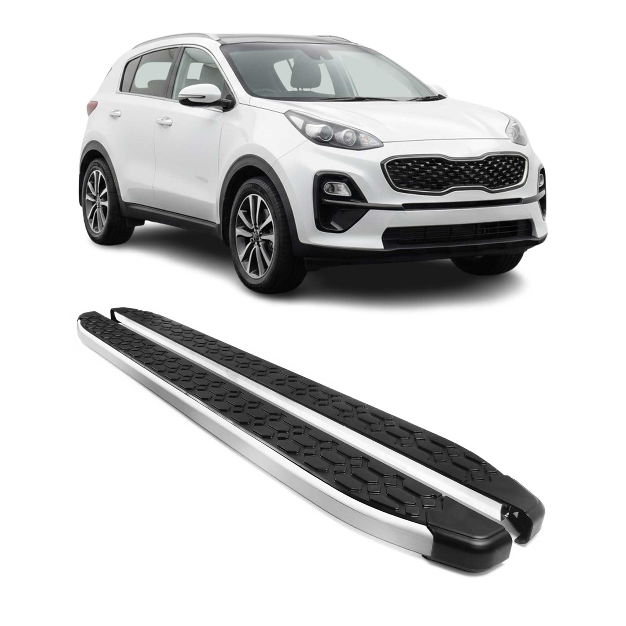 Trittbretter Seitenschweller für Kia Sportage mk4 QL 2017-2022 Schwarz Silber