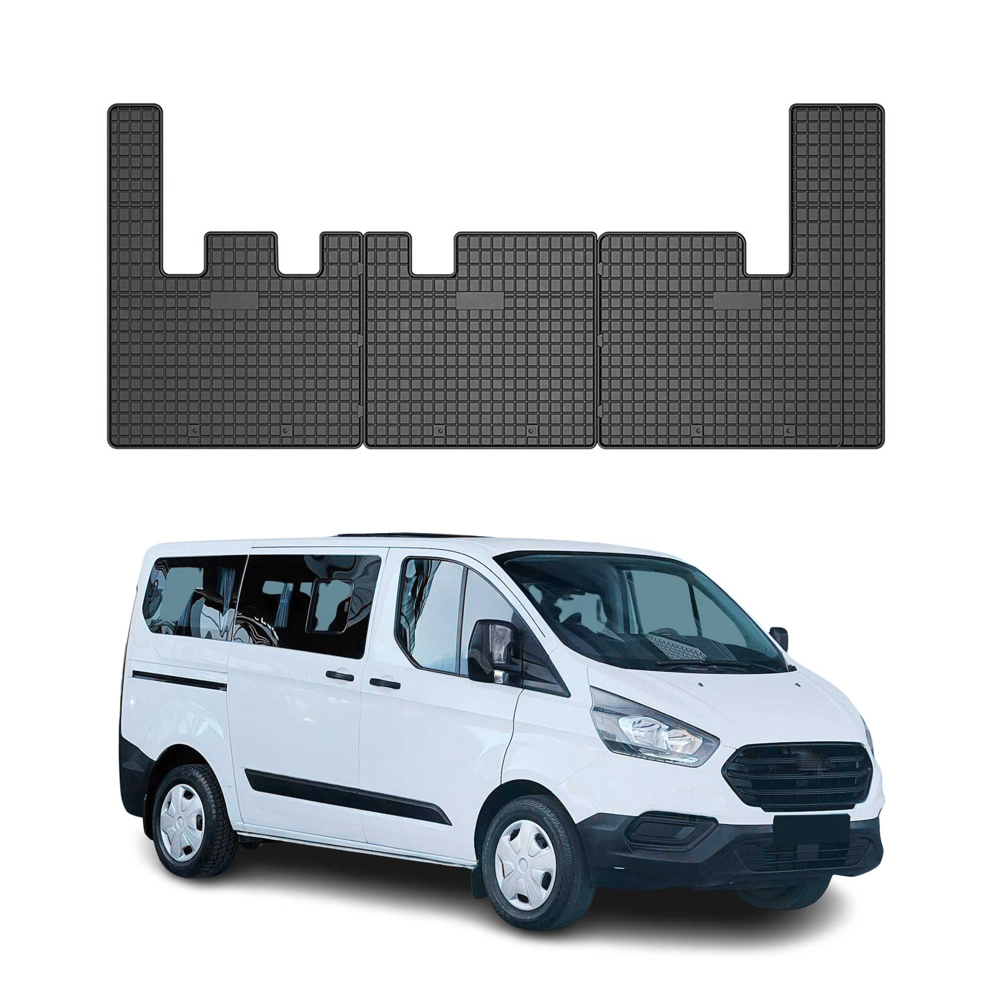OMAC Gummi Fußmatten für Ford Tourneo Custom 2ND ROW 2012-2021 Matten Schwarz 3x