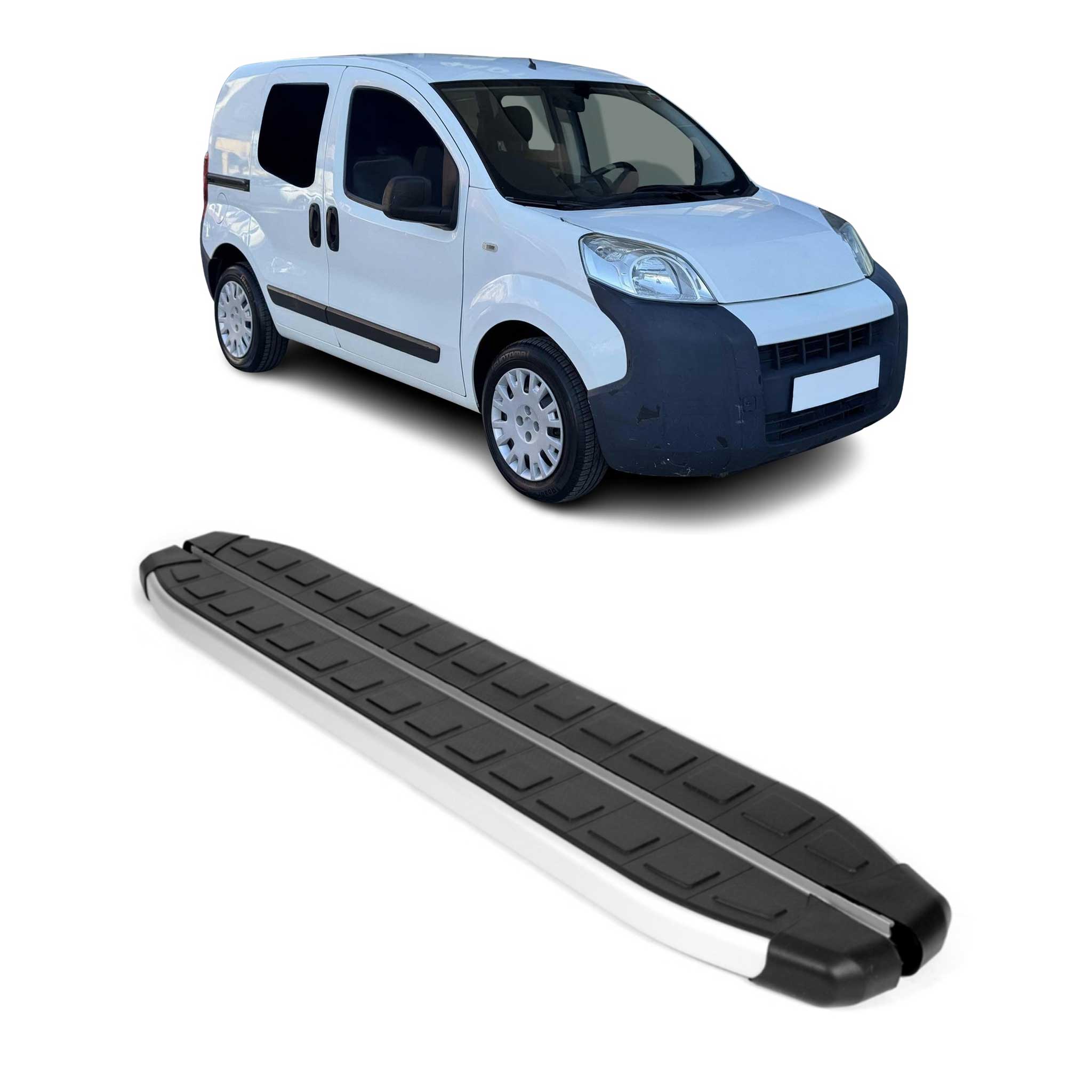 Seitenschweller Seitenbretter Trittbretter für Fiat Fiorino 2008-2017 Schwarz