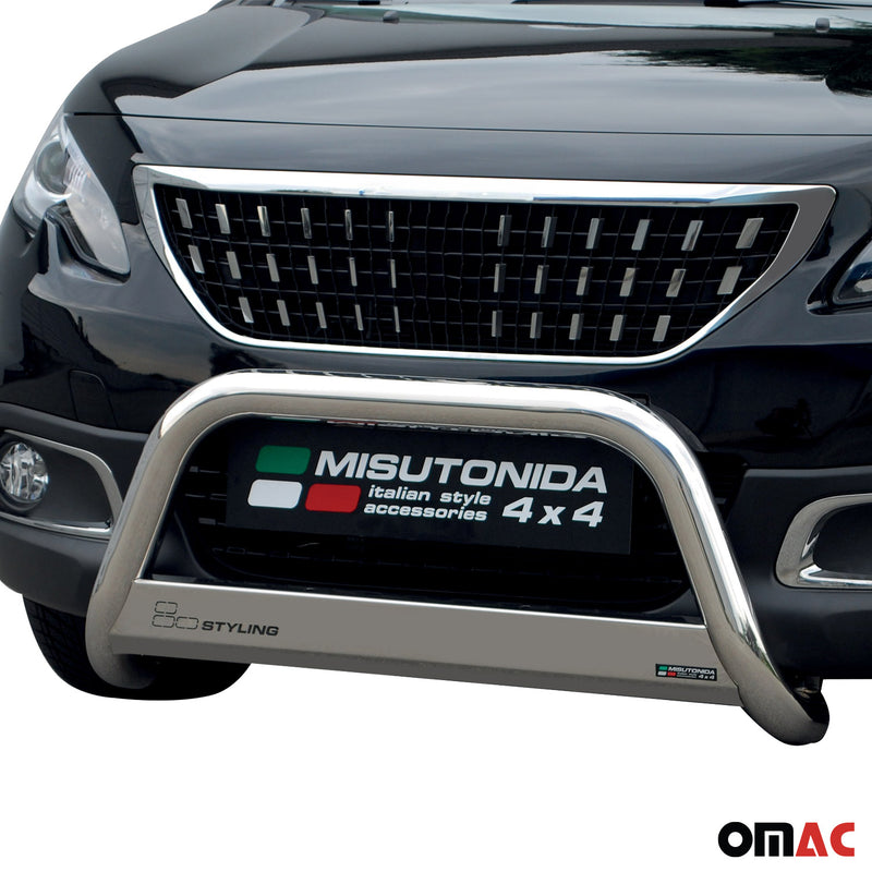 Frontbügel Frontschutzbügel für Peugeot 2008 2016-2019 ø63mm Stahl Silber Schutz