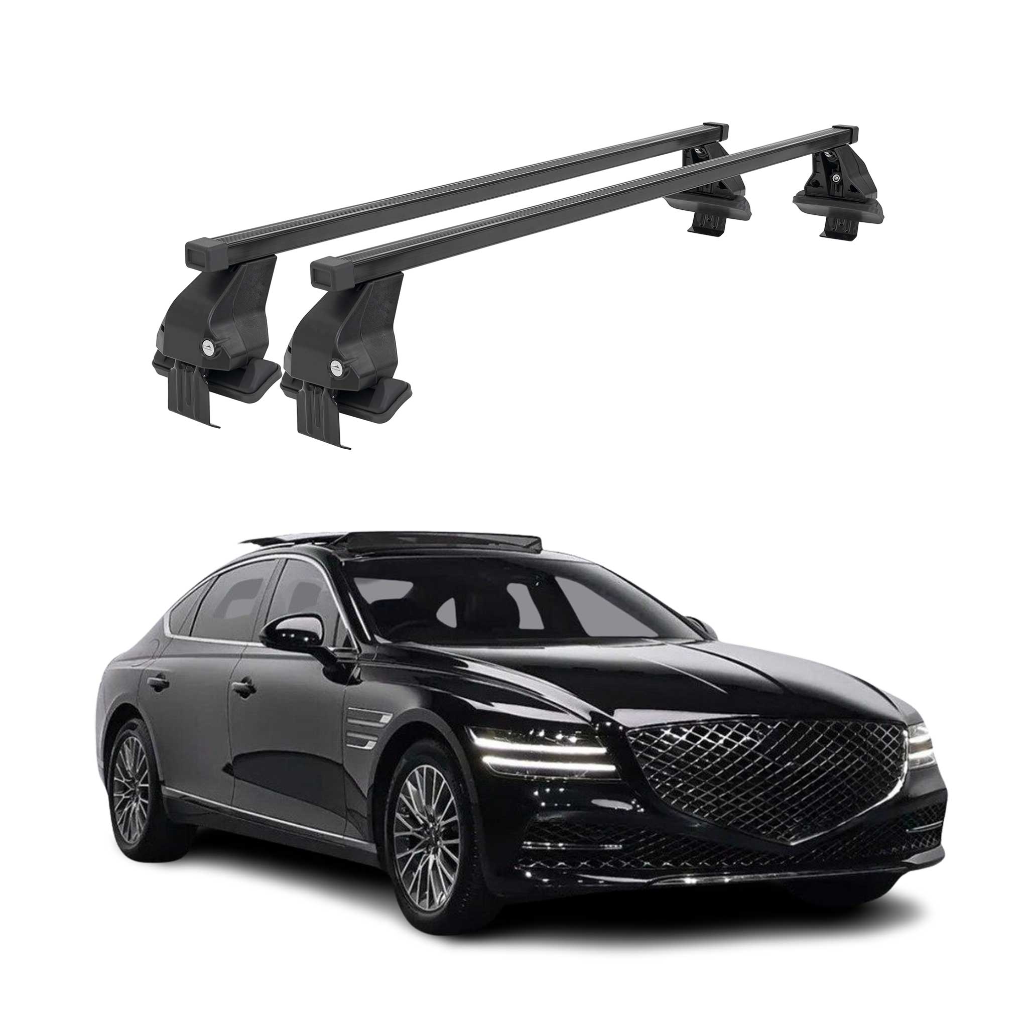 Menabo Dachträger Grundtäger für Genesis G80 2017-2026 50kg Stahl Schwarz 2 tlg