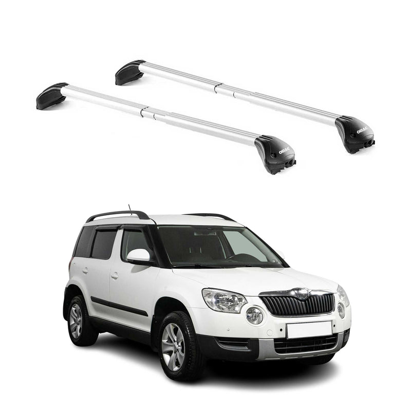 Dachträger Grundtäger für Skoda Yeti 2009-2013 Pre-FL 100kg Alu Silber 2 tlg ABE
