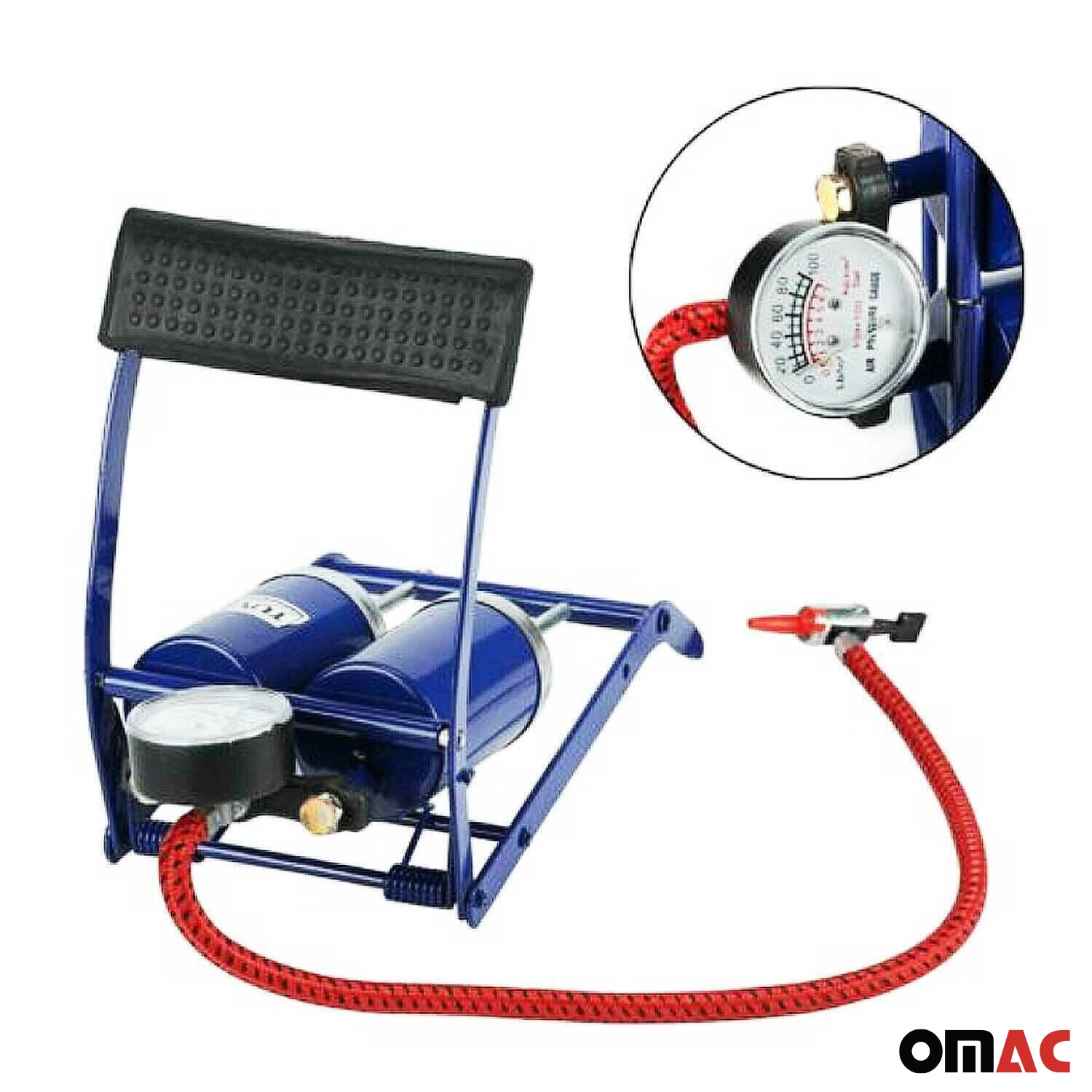 Fußpumpe Fußluftpumpe Auto mit Manometer Doppelzylinder Luftpumpe Fahrrad