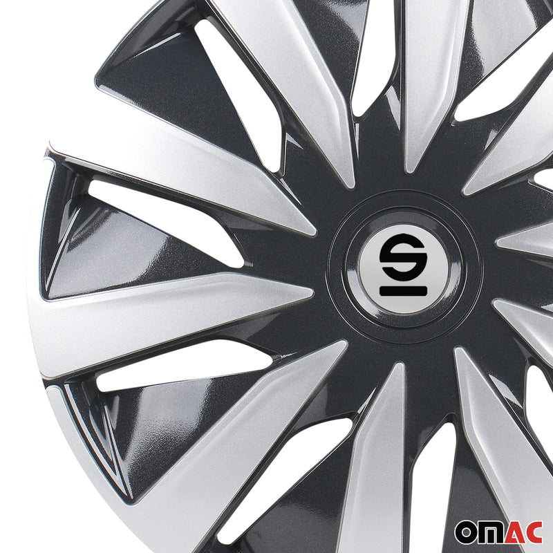 Radkappen Radzierblenden Sparco Lazio 14" Zoll Auto Abdeckung Set Grau Silber 4x