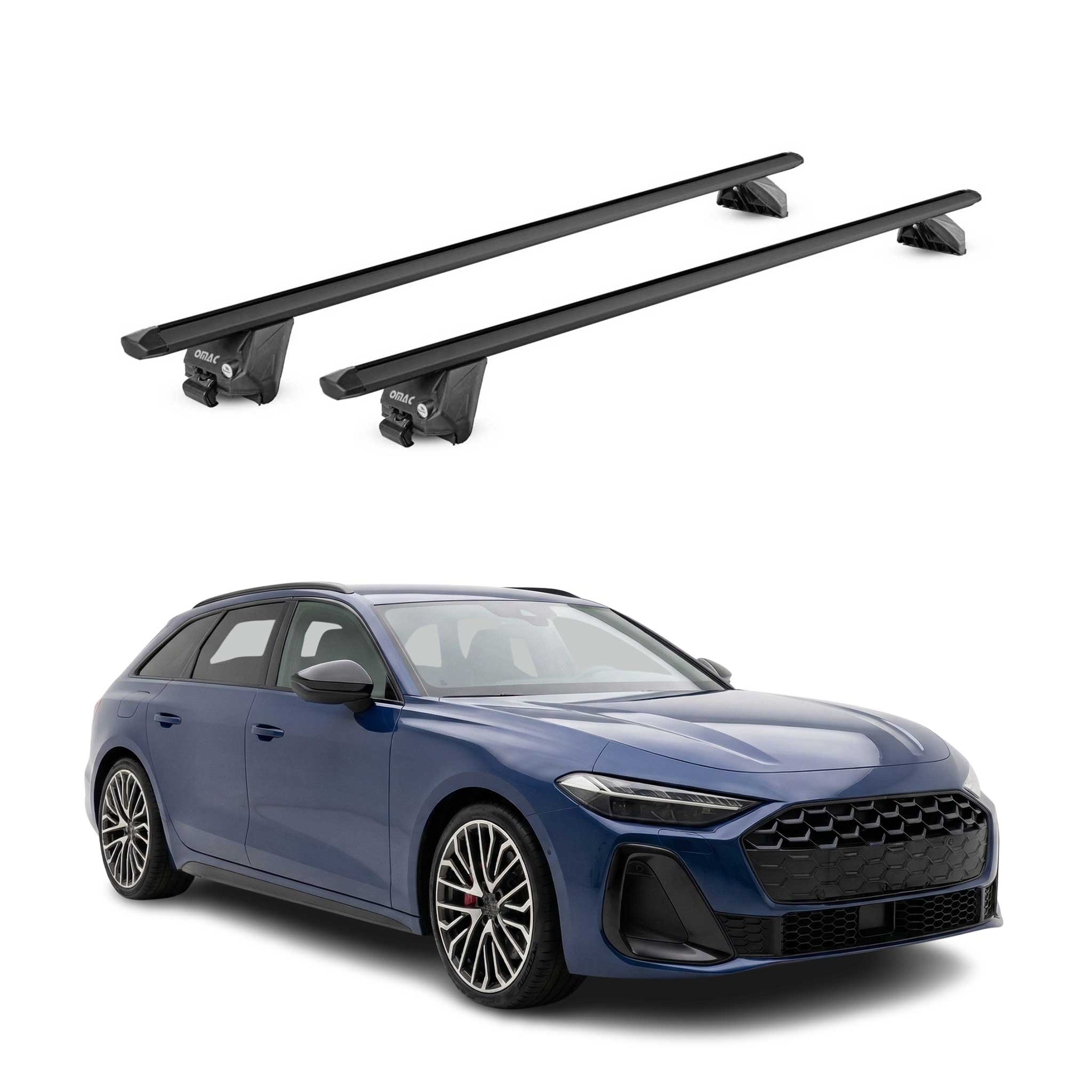 Dachträger für Audi A5 B10 Avant 2025-2026 100kg Aluminium Schwarz 2 tlg ABE