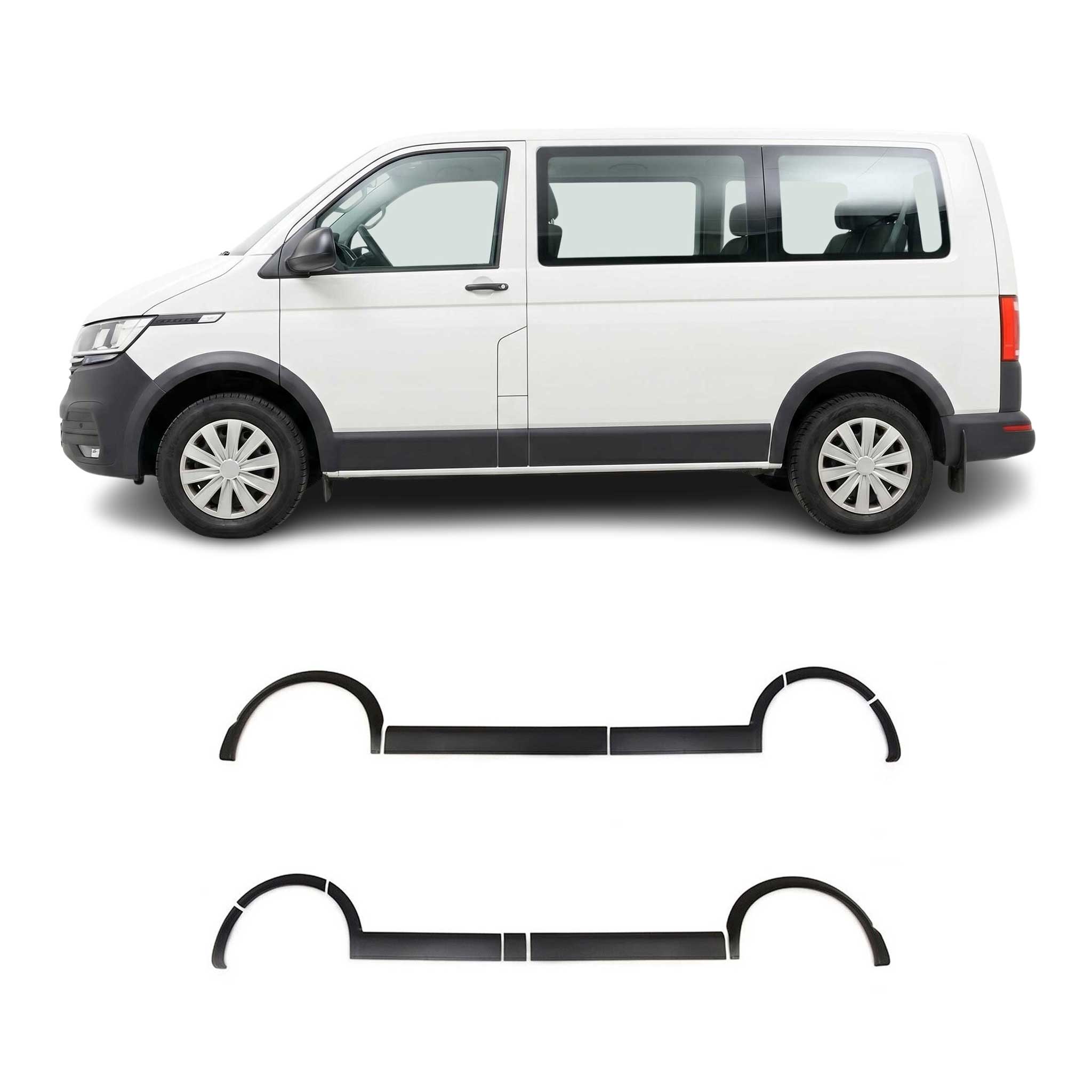 Radlaufschutz Kotflügel für VW T6 Transporter 2015-2019 Langer ABS Schwarz 11tlg