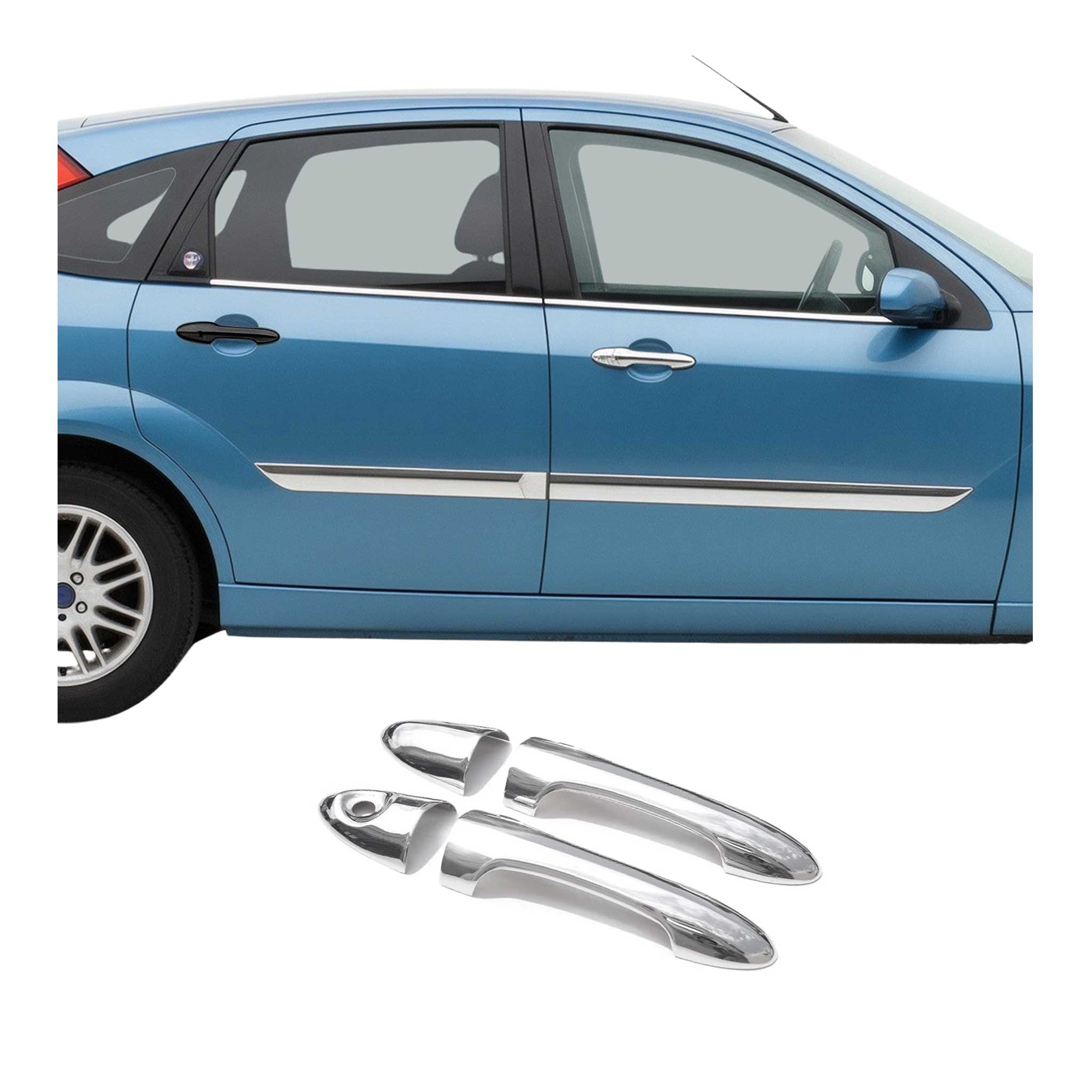 Chrom Türgriff Blende für Ford Focus 1998-2004 2-Tür Edelstahl 4tlg