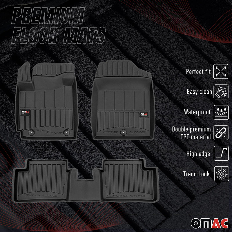 OMAC Gummi Fußmatten für Kia Picanto 2011-2017 Premium TPE Automatten Schwarz 3x