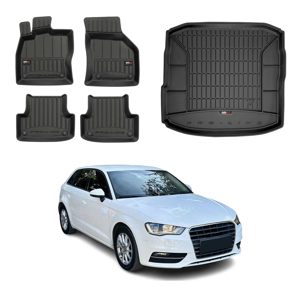 OMAC Fußmatten & Kofferraumwanne Set für Audi A3 8V Stufenheck 2013-2020