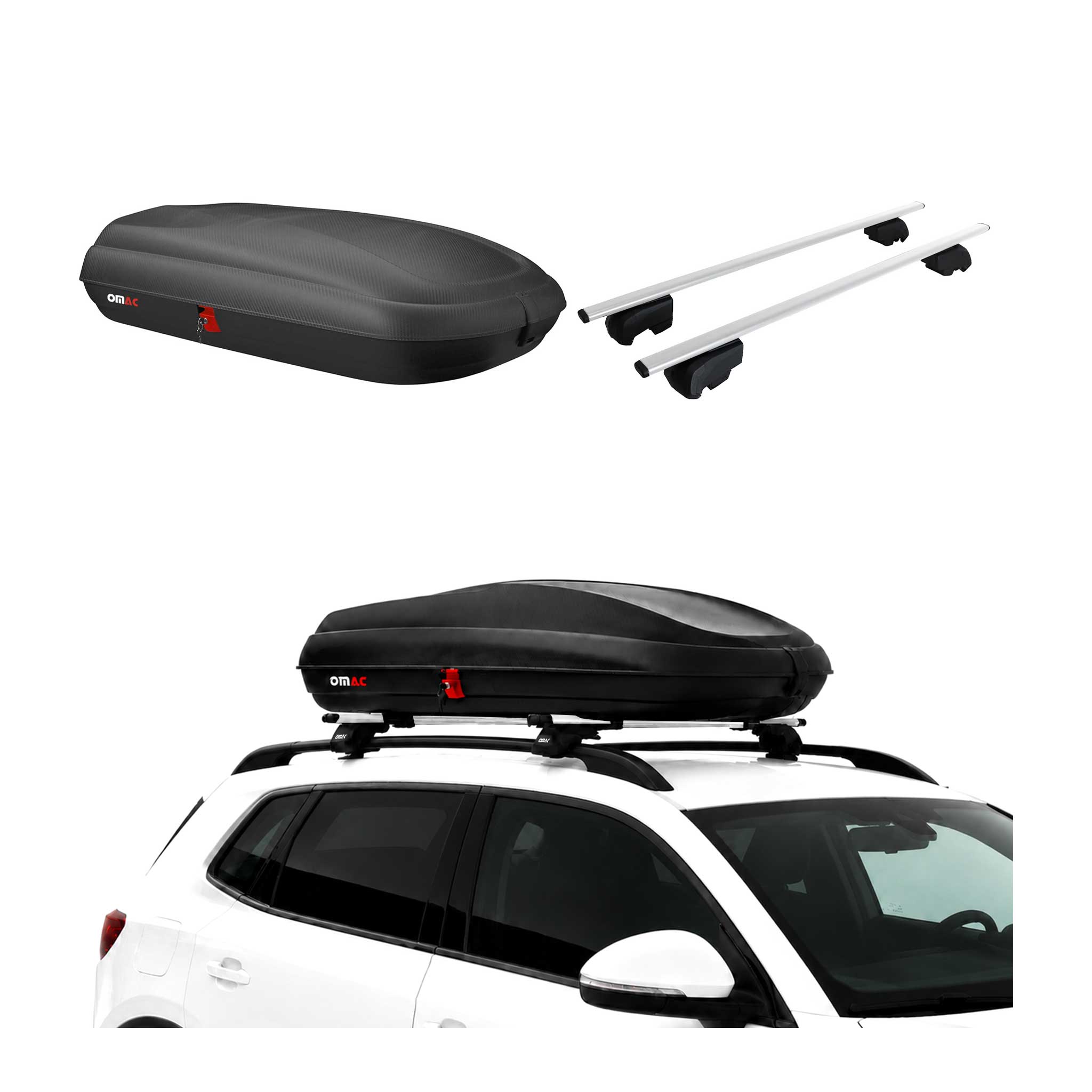 Carbonlook Dachbox 320L + Dachträger Mercedes C Klasse S205 2014-2021 Silber