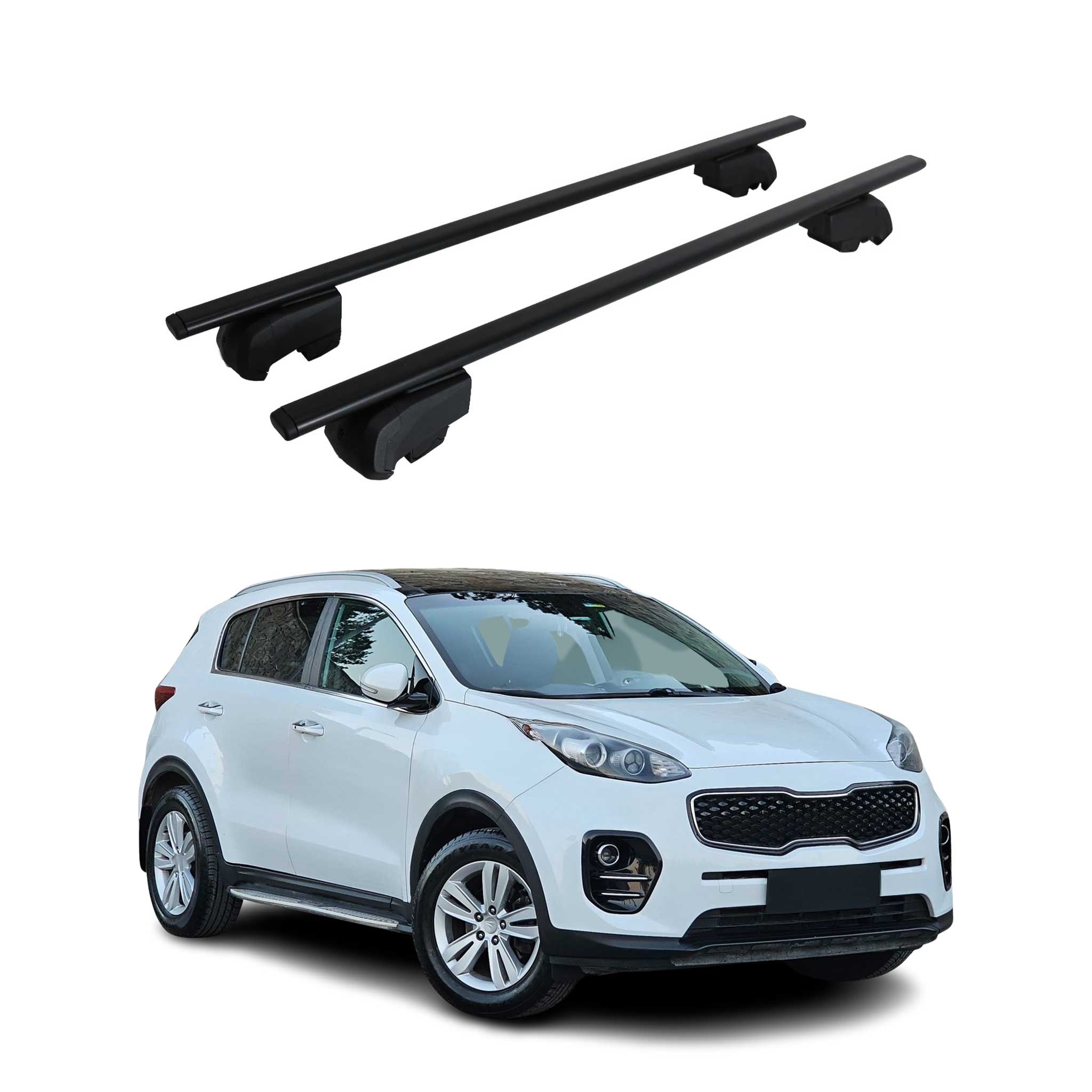 Dachträger Gepäckträger für Kia Sportage QL 2015-2021 ABE Metall Schwarz 2x