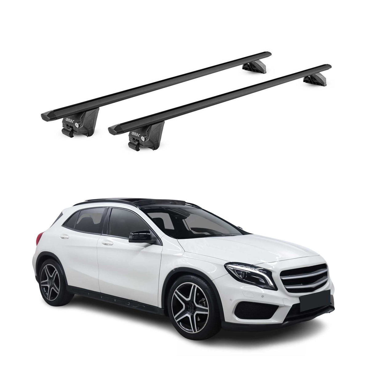 Dachträger Grundtäger für Mercedes GLA X156 2014-2026 100kg Alu Schwarz 2x ABE