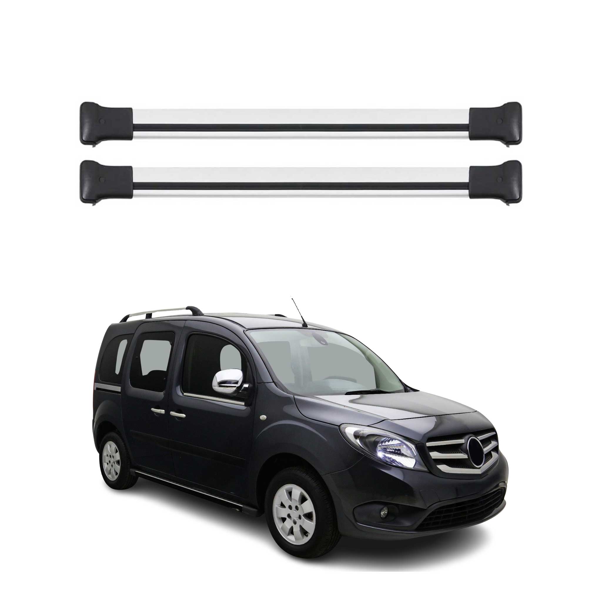 Dachträger Grundtäger für Mercedes Citan W415 2012-2021 75kg Alu Grau 2 tlg