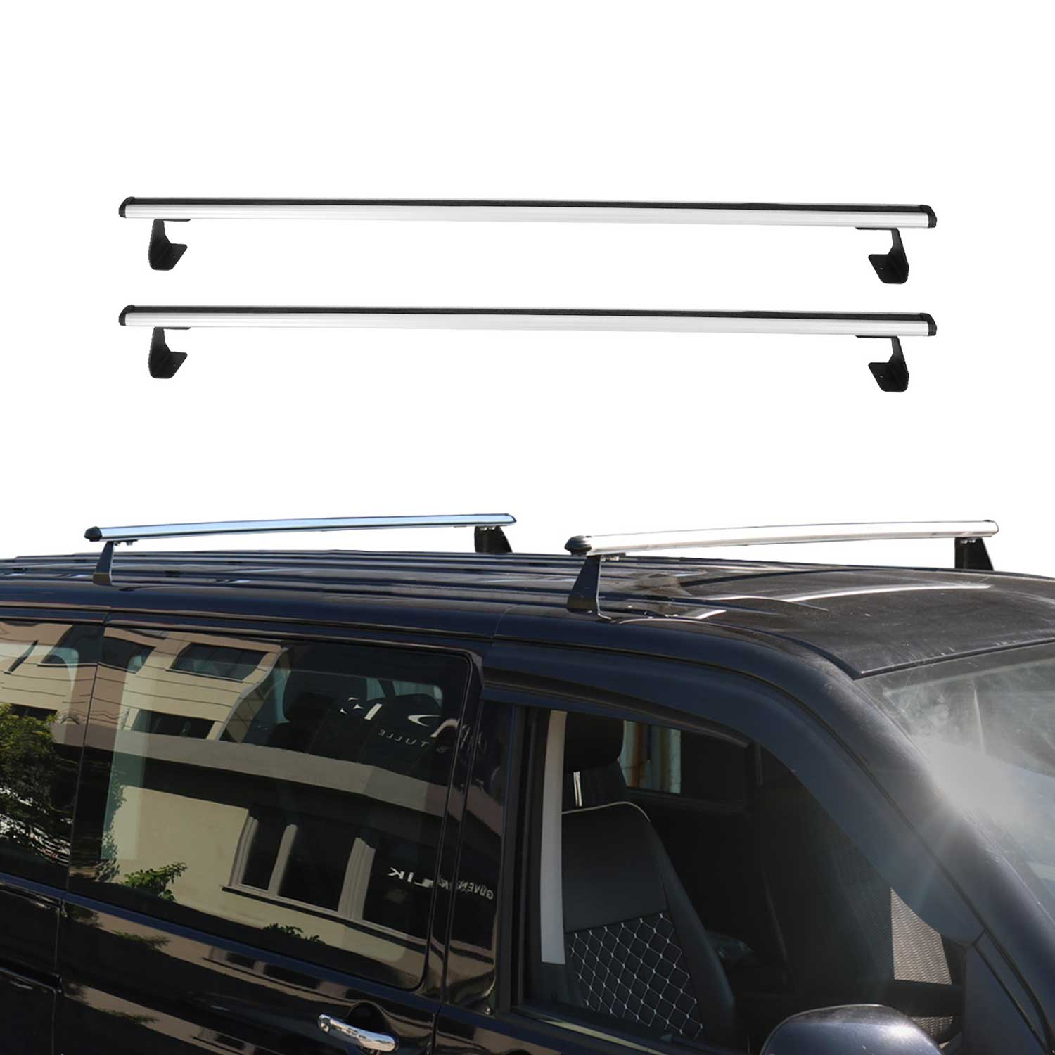 Dachträger Grundtäger für Nissan NV200 2009-2020 75kg Aluminium Grau 2 tlg