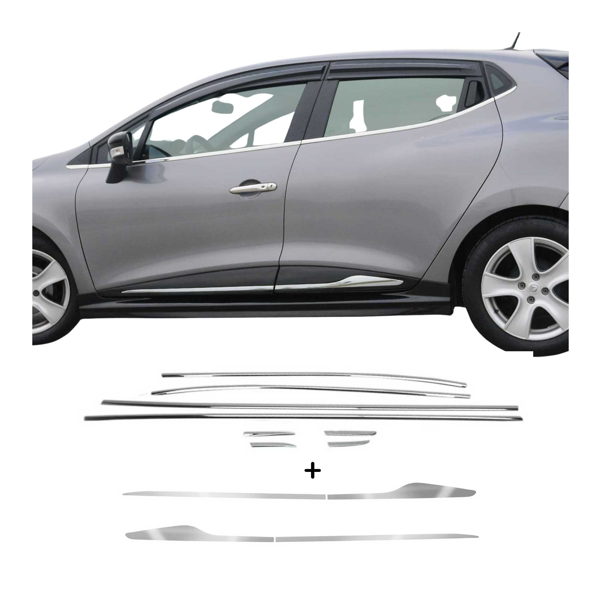 Seitenleiste Fensterleisten Edelstahl Chrom Satz für Renault Clio HB 2012-2019