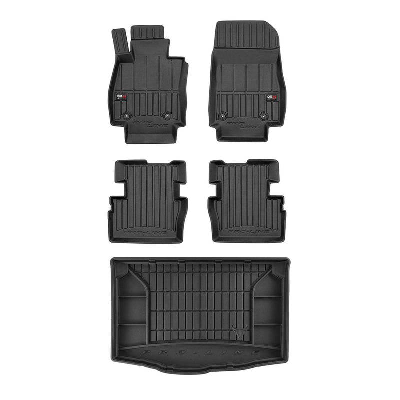 OMAC Fußmatten & Kofferraumwanne Set für Mazda 2 2014-2024 Gummi TPE Schwarz 5x