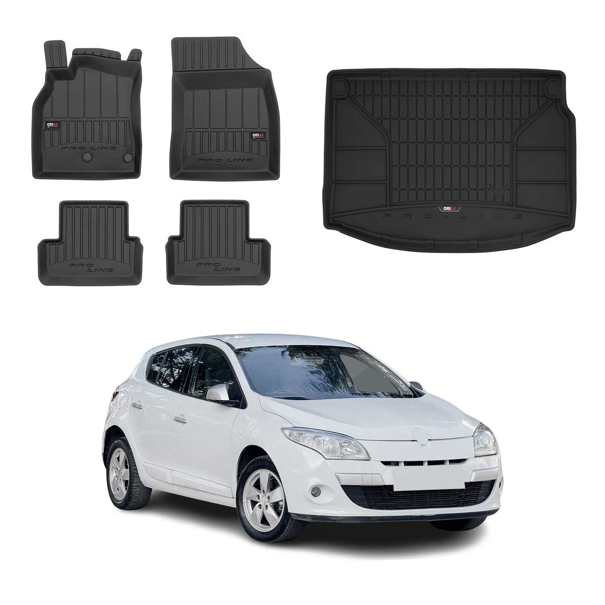 OMAC Fußmatten & Kofferraumwanne Set für Renault Megane Coupe 2008-2015