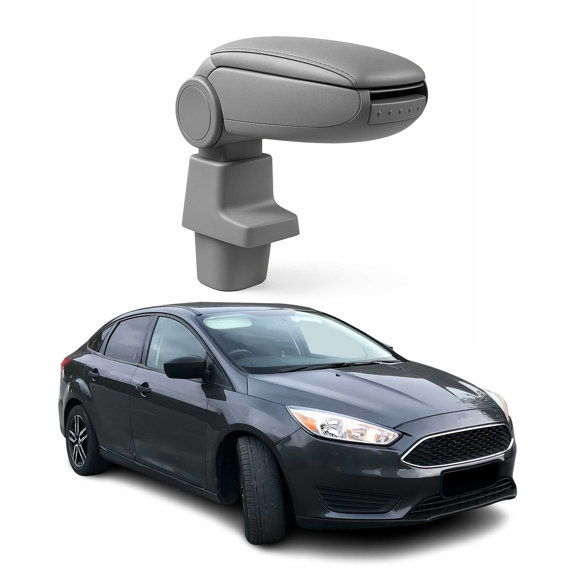 Mittelarmlehne Armlehne Mittelkonsole für Ford Focus 2011-2015 PU-Leder ABS Grau