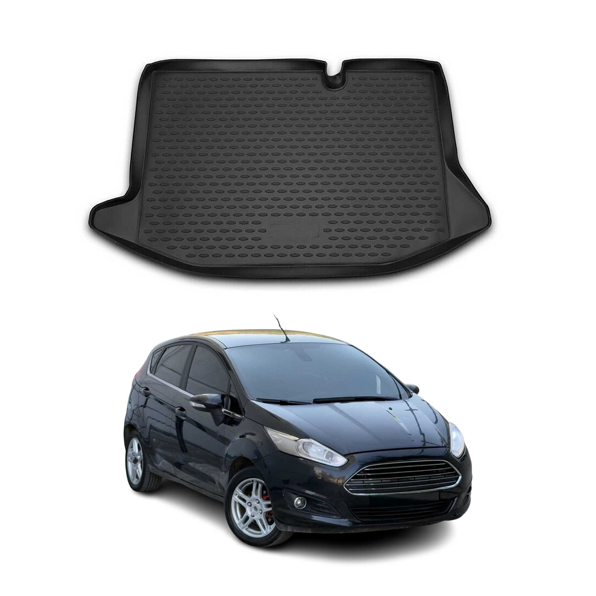 Kofferraummatte Kofferraumwanne für Ford Fiesta VI 2011-2018 Gummi TPE Schwarz